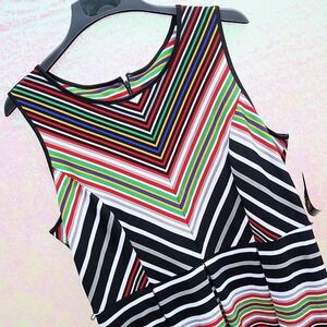 COLORFUL STRETCH DRESS 16 ILE Multicolor Summer Pleated Striped